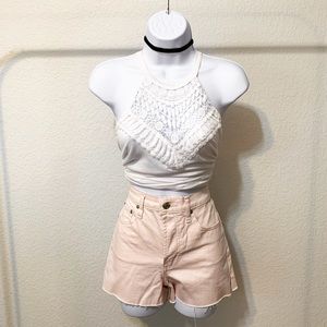 Pink frayed GAP denim shorts